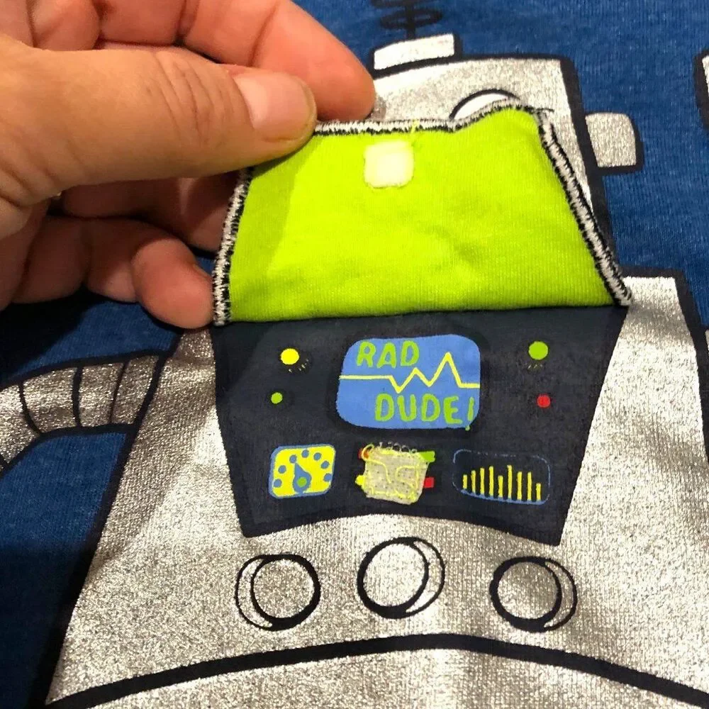Nannette Kids 24m Robot Lift Flap Tee Shirt